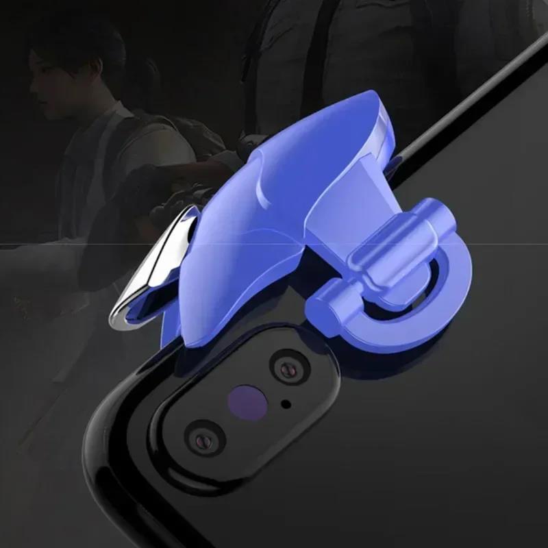 2pcs Mobile Phone 4 Finger Game Trigger for PUBG Aim Shooting L1R1 ABS Key Button Blue Shark for IPhone Android Gamepad Joystick 5