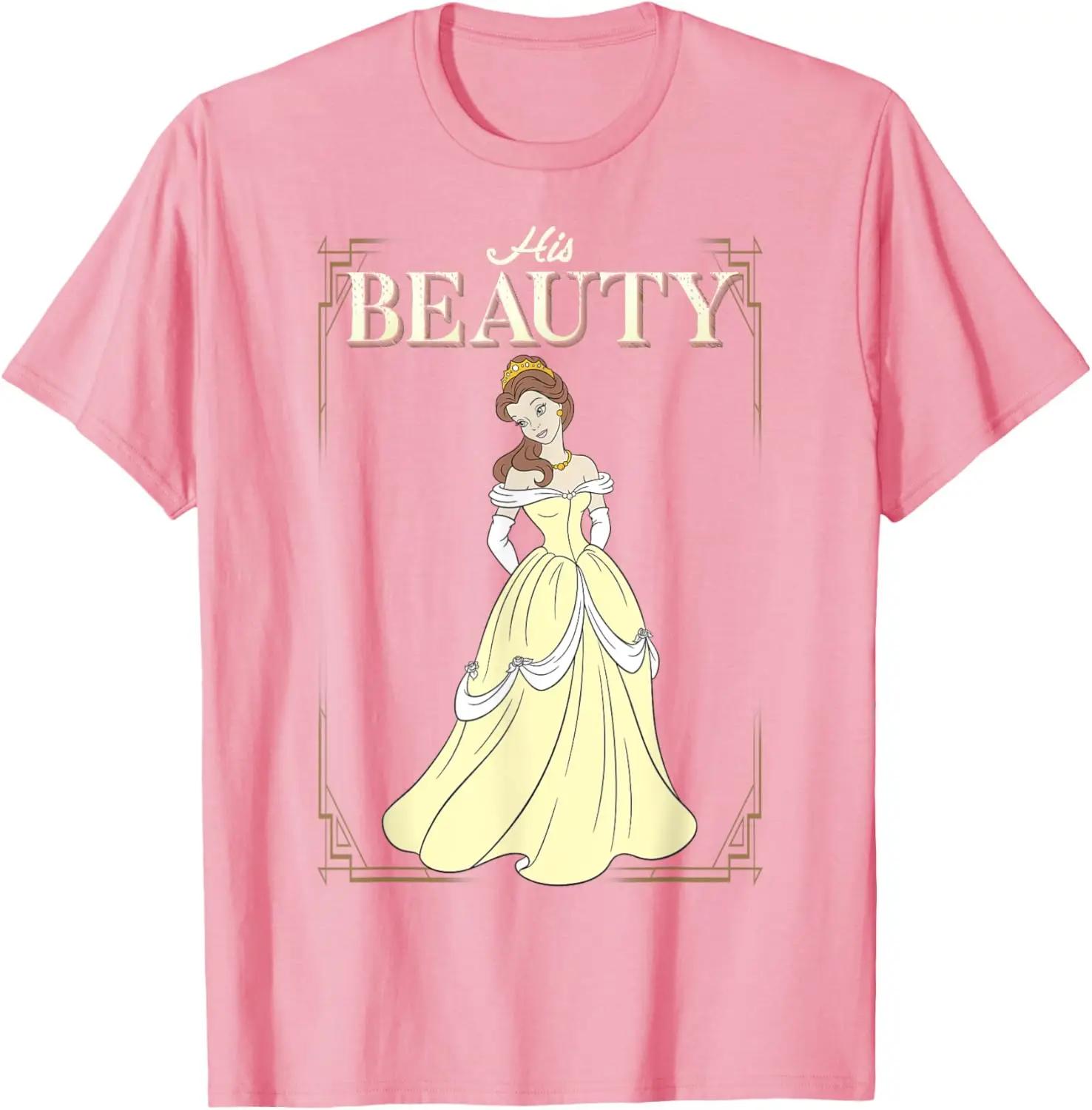 Hot Fashion Casual Disney Beauty and The Beast Belle His Beauty Vintage Frame T-Shirt S-4XL Four Seasons M