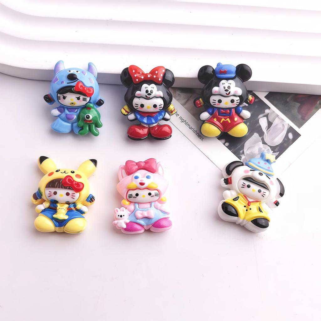 Cartoon Cat Cosplay Resin Accessories: Hair Clips, Fridge Magnets, Beading Pens.
