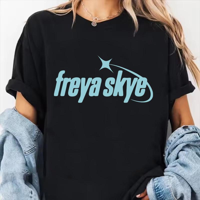 Womens Fashion Freya Skye Print Short Sleeve T Shirt 90s Graphic Vintage Tshirt Women Gothic Y2k Tshirt Streetwear Clothes