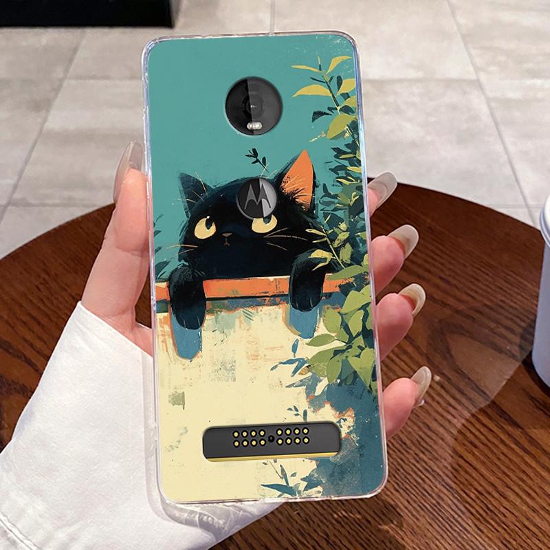Hülle Für Motorola Moto Z4 Play Hülle Ästhetisch Mode Niedliche Katze Astronaut Weiches Silikon Schutzhülle Transparente Handyhülle