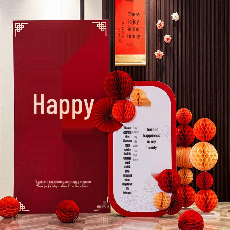 Three-Dimensional Double Happiness Wall Ornament for Wedding Room Decoration Sets