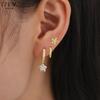 6 Piece Flower Zircon Copper Earrings Set Fashion Jewelry Women Trendy Shiny Daily Party Accessory Decorative Gift Idea For Her