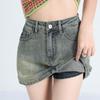 2025 Spring/Summer Women's Retro Denim A-Line Bodycon Mini Skirt