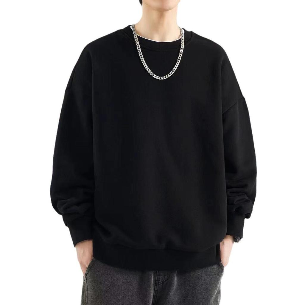 Men's Autumn Sports Loose Fit Solid Color Pullover Hoodie with Long Sleeves