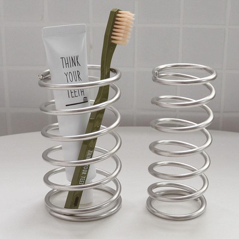 Portaspazzolini in Acciaio Inossidabile Accessori da Bagno in Metallo Strumento per Porta Dentifricio Porta Pennelli da Trucco Scaffale Portaoggetti Decorazione per la Casa