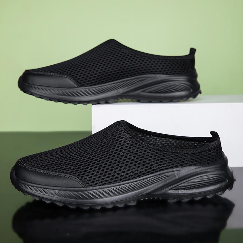 

Мужская обувь большого размера, летняя, новая, ленивая, полая, дышащая, сетчатая обувь с низким верхом, закрывающая стопу, повседневная, спортивная, одинарная обувь 47 чёрный