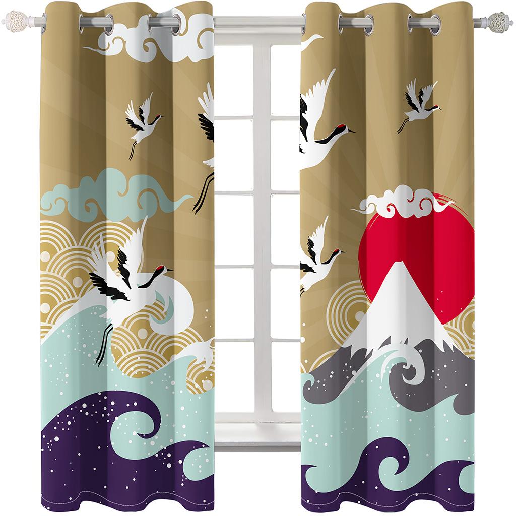 Bird Animal Red-crowned Crane Odorless Blinds Hall Thin Window Curtains for KidsLiving Room Bedroom Bathroom Door Kicthen Decor