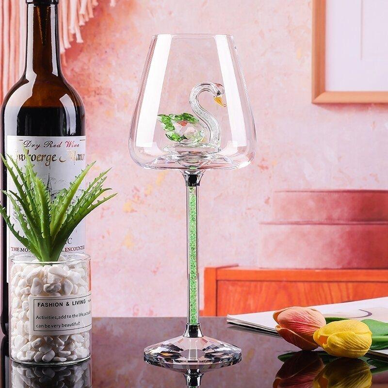 Bicchiere da Vino Cigno di Lusso Europeo, Elegante Calice Alto per Champagne e Vino Rosso per Bar e Feste