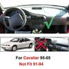 Instrumentbrädesmatta för Chevrolet Cavalier 1995 - 2005 Dashmat Instrumentbrädesskydd Svart