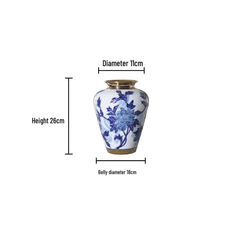 High-Grade Embossed Ceramic Vase for Living Room Decor - Chinese Style Dry Flower Ornament