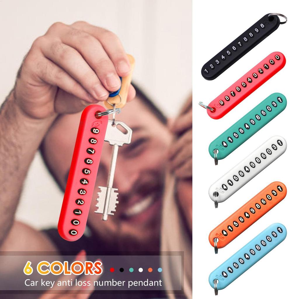 10 Colors Anti-Lost Phone Number Plate Car Keychain Pendant Auto Vehicle Card Keyring Key Chain for Men and Women