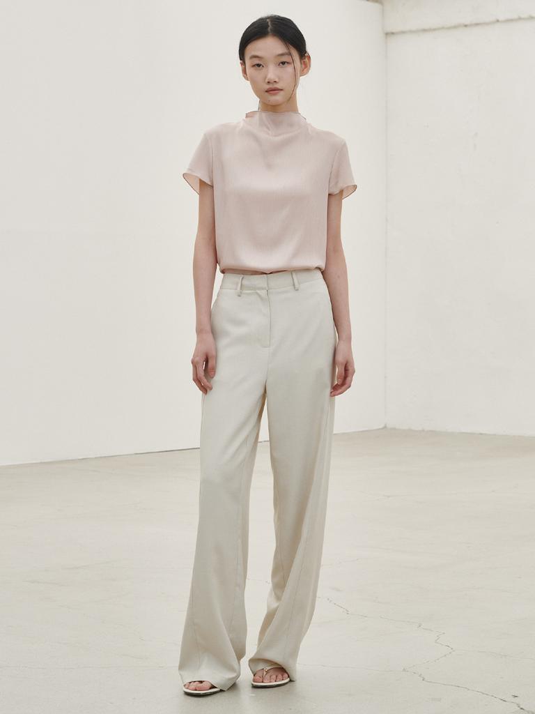 NOUVE Half-Sleeved Silky Blouse - Pink