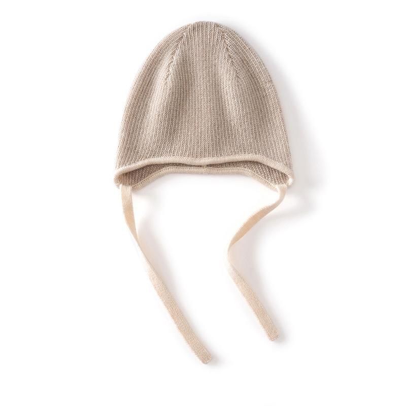 Autumn and Winter New% Pure Cashmere Hat Women's Fashion Lace-up Big Head Circumference Versatile Wool Knitted Ear Hat Tide