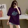 % pure cotton short-sleeved T-shirt for women, the new summer loose printing half-sleeved high-end thin explosive top