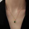 New Retro Square Green Zircon Pendant Necklace For Women Titanium Steel Necklace Girls Wedding Engagement Jewelry