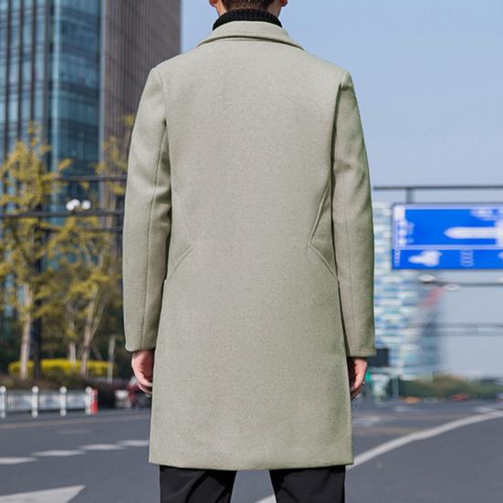 Men Trench Coat Single Button Korean Style Autumn Winter Thick Slim Windbreaker Coat for Daily Wear