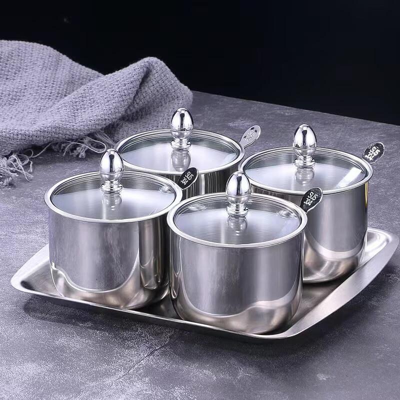 Premium 304 Stainless Steel 4-Piece Seasoning Jar Set