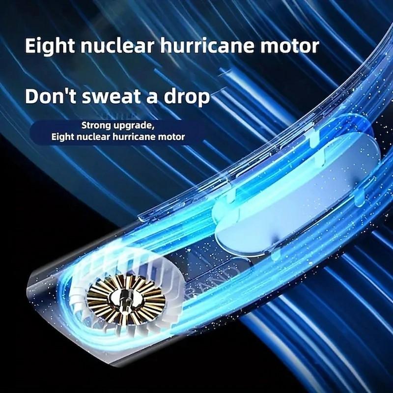 Digital Display Screen, Portable Neck Hanging Fan, With Colorful Atmosphere Light,5-speed Adjustable, Silent, Fast Cooling