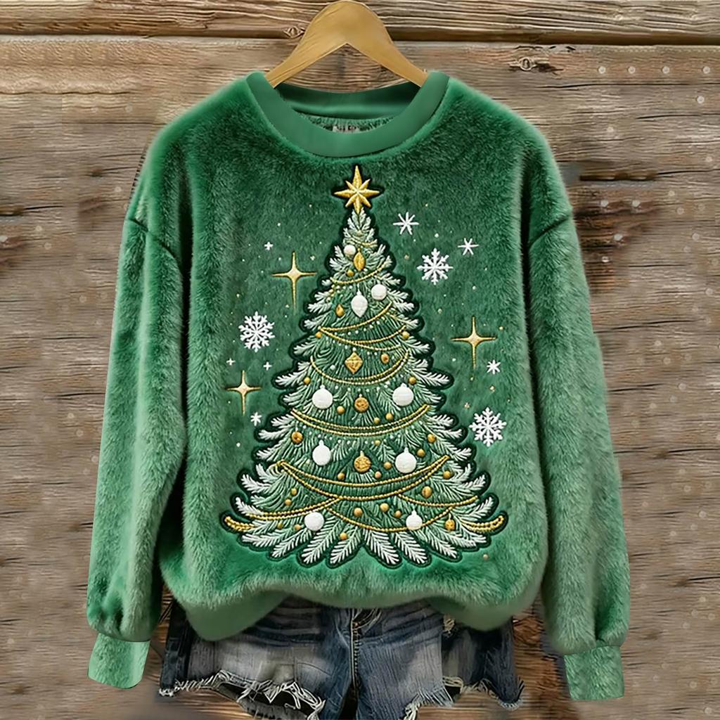 Women's Fashion Casual Round Neck Long Sleeve Top Printed Pullover Sweatshirt