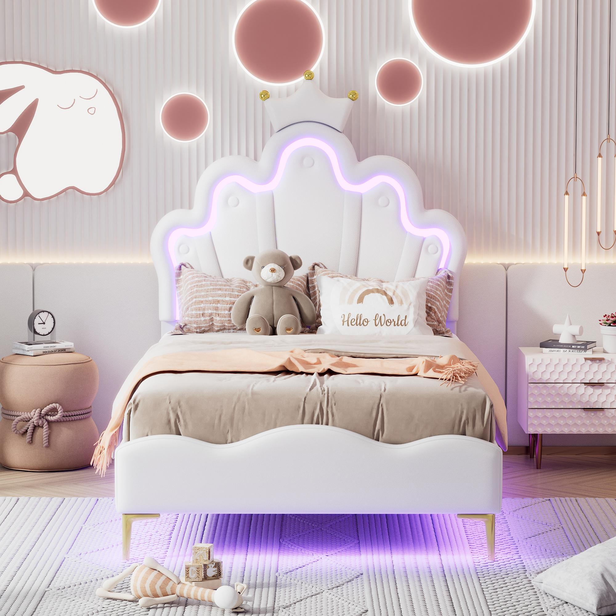 90*200cm Flat Double Bed, Crown-Shaped Princess
