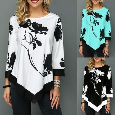 2021 New Women's Fashion 3D Printing Long Sleeve Crew Neck T-shirt Loose Casual Shirt Women's Social Wear