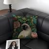 Cat And Flower Fashion Cushion Cover Natural Linen Organic Fabric DoubleSided Printing Sofa Home Decor Gift Pillow Case