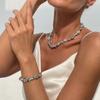 SHIXIN Vintage Irregular Smooth Metal Torques Necklace Bracelet Women Elegant Chunky Collar Choker Charm Bangle Lady Jewelry Set