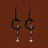 Gothic Moon Drop Earrings With Floral Design For Halloween Accessories