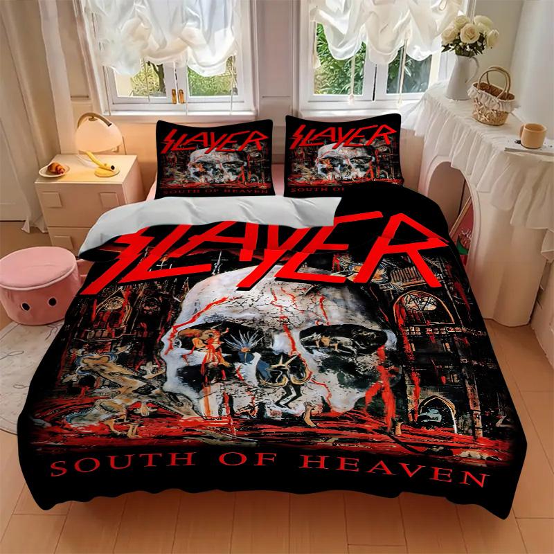 Slayer South Heaven Nadruk 3-częściowy Komplet Pościeli Poszewka na Kołdrę z 2 Poszewkami na Poduszki Domowy Prezent Urodzinowy