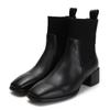 Leather Ribbed Band Ankle Boots Bbg862bk
