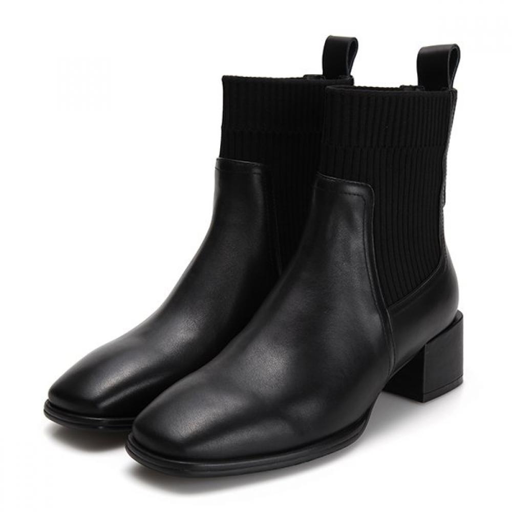 Barbara Leather Ribbed Band Ankle Boots Bbg862bk 250mm