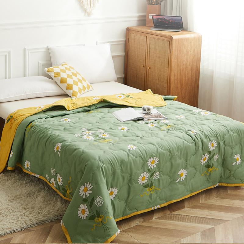 New Printed Quilt Washed Cotton Quilt Summer Thin Quilt Skin Friendly Bedding Air Conditioning Thin Blanket Home Textiles Machine Washable