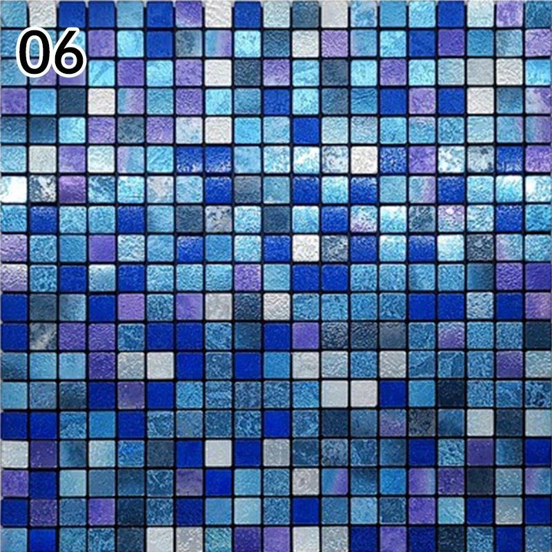 30X30Cm Self Adhesive Mosaic Wall Decal Waterproof Kitchen Bathroom Wallpaper Wall Stickers Small Lattice Crystal Sticker Tile