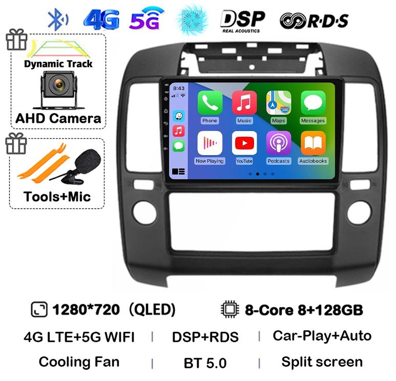 Android 14 Carplay Auto Car Radio For Nissan Navara 3 D40 2004 2005 2006 2007 2008-2010 Multimedia Player GPS 4G WIFI 360 Camera
