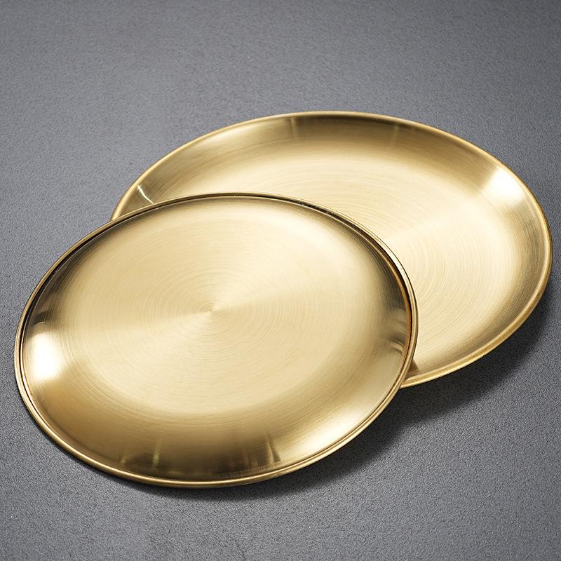 Plate Tray Dining Tray Steak Plate Korean Stainless Steel Circular Barbecue Plate
