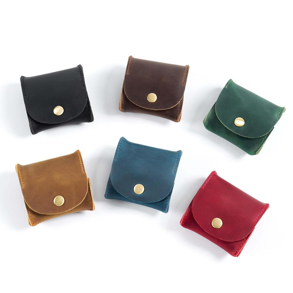 Genuine Leather Retro Mini Coin Purse & Key Holder, Handmade Card Pouch in Stock