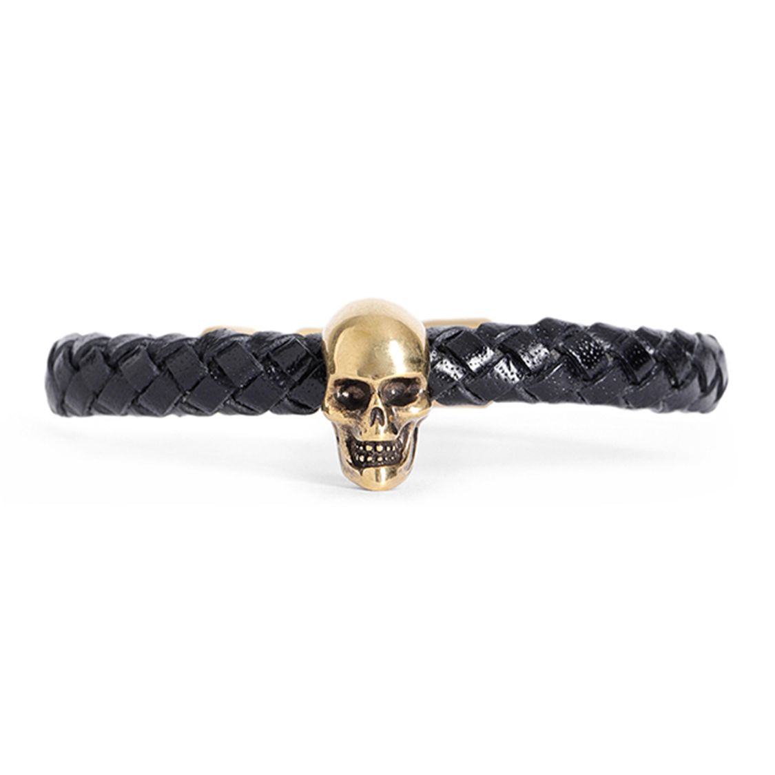 

Alexander McQueen Metal Skull Leather Woven Bracelet Men Bracelets Gold 554602-J16KG-1000 Basic Packaging-Dust Bag+Box,F,Gold