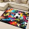 Colorful Soccer Ball Rug, Graffiti Style Sports Floor Mat, Non-Slip Carpet for Kids Bedroom or Game Room