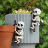 Halloween Skeleton Garden Statue Skeleton Holding Branch Funny Spooky Flowerpot Decor for Shelf Table Outdoor Garden