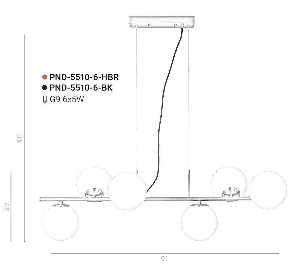 Lampa wisząca Raddi PND-5510-6-BK Italux