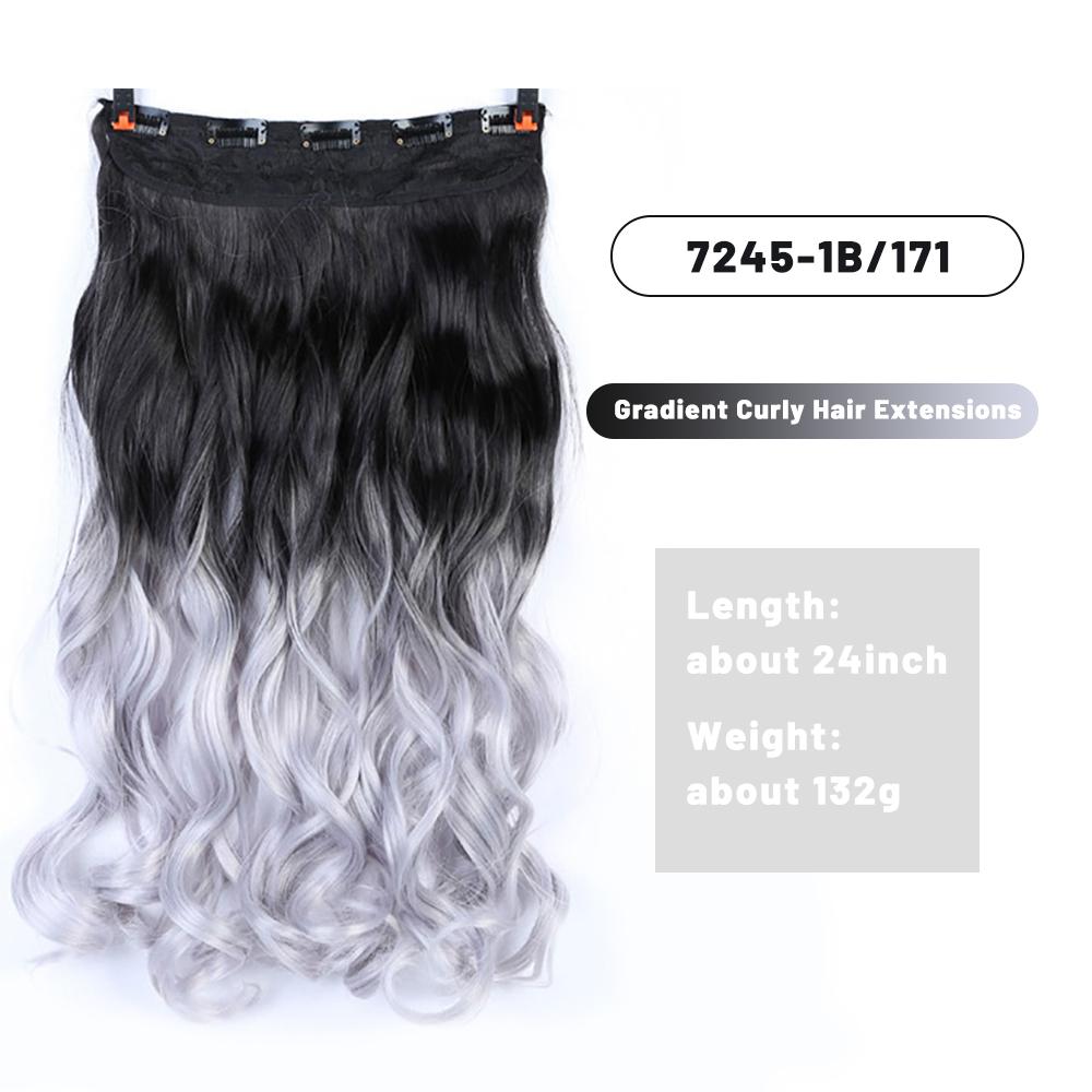 Clip invisibile in capelli sintetici lunghi lisci, parrucca lunga 24 pollici con sfumature ondulate, aggiunge volume