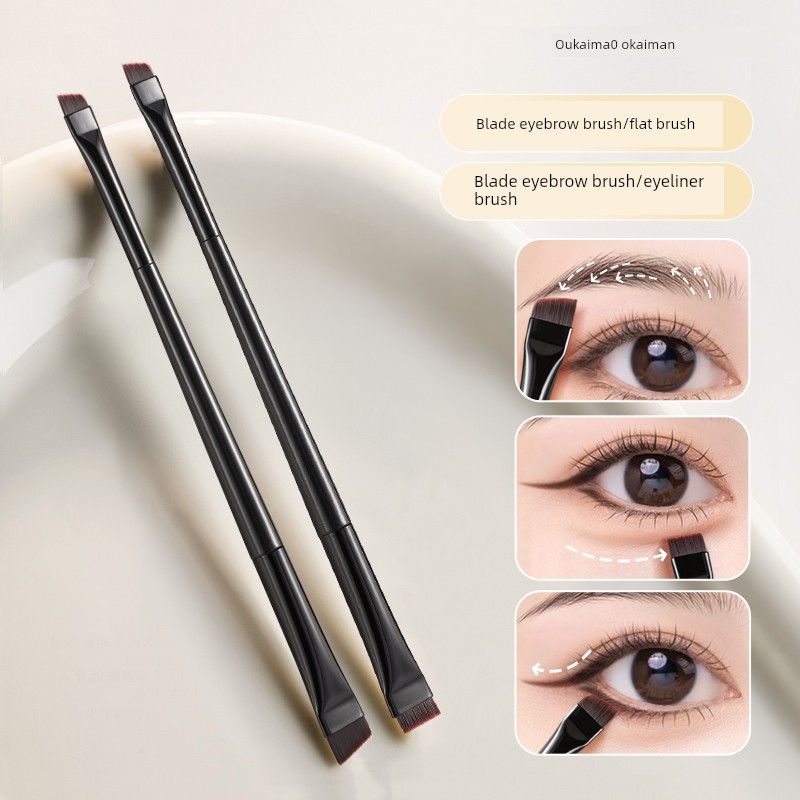 

Blade Eyeliner Brush Eyelid down to Flathead Bevel Eyebrow Brush Painting Crouching Silkworm Eyebrow Powder Ultra-Thin Eyebrow Makeup Brush [Double-Headed Design] Blade Two-Piece Set