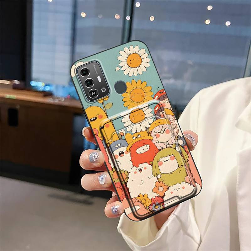 Anti-knock Cute Phone Case For ZTE Blade A53 Pro Full Wrap Card Sleeve Soft Case Durable Dirt-resistant Cartoon Cover