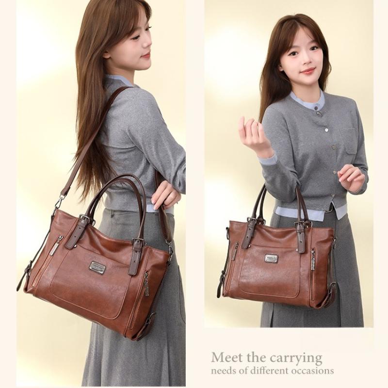 Luxe Handtas Dames Tote Bag Vintage Gewaxt Leer Schoudertas voor Werk Reizen Herfst Winter Nieuwe Mode Portemonnee