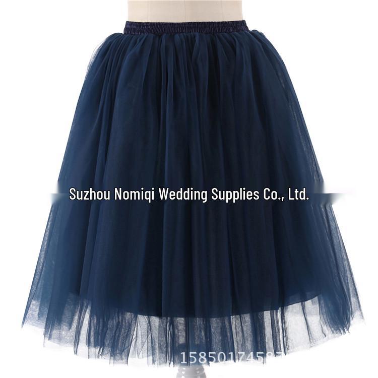 Elegant Five-Layer Tulle Half-Length Puffy Skirt - 65cm Long