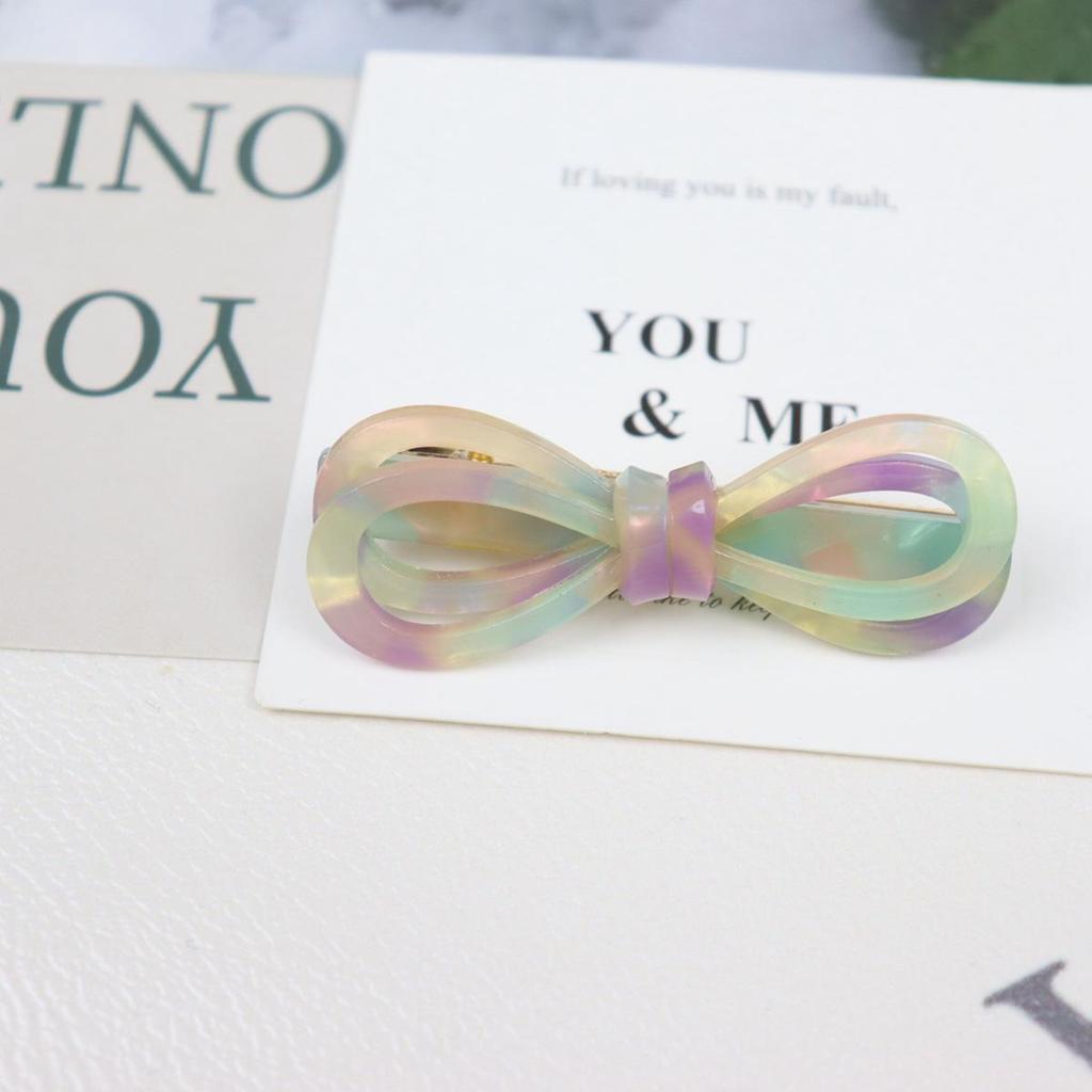 Korean Acetate Duckbill Bow Hair Clip - Sweet Hollow Out Style for Women's Bangs