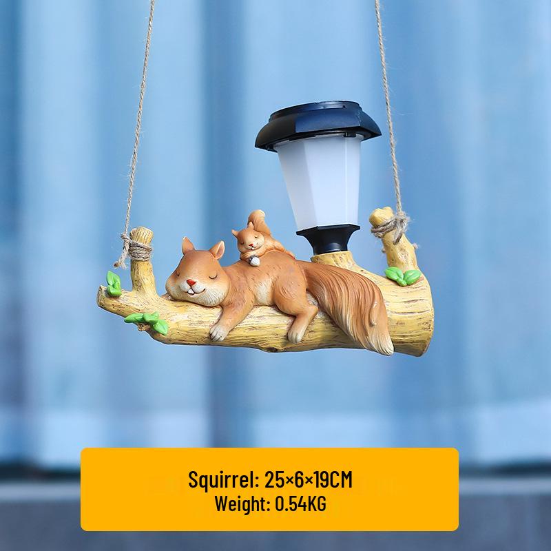 Solar LED Hanging Squirrel & Sloth Garden Light - Outdoor Decorative Cartoon Animal