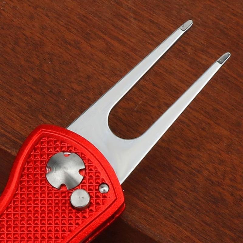 Metal Golfs Divot Tool Pitch Grooves Cleaner Golfs Pitchforks Foldable Putting Green Fork Divot Repair Tool Enduring