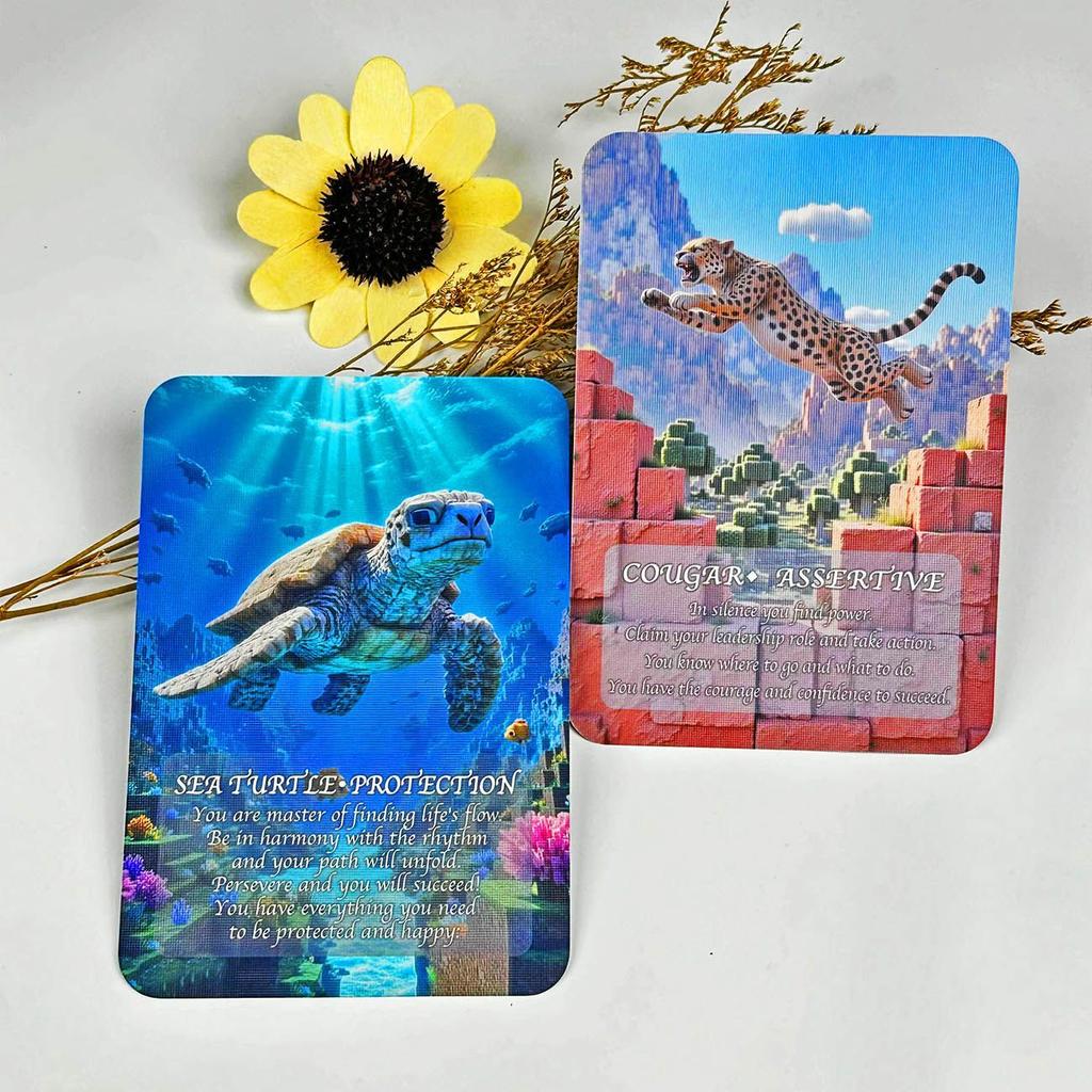 Spirit of The Animals Oracle Deck 9*13cm - 52 Voxel Art Wisdom Cards - Unique Animal Spirit Guide